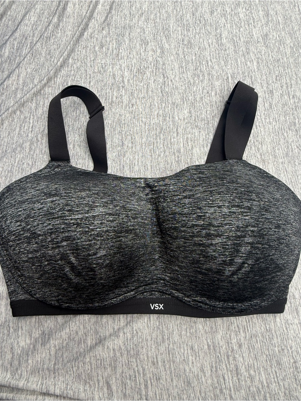 VSX Heathered Charcoal Black Support Sports Bra